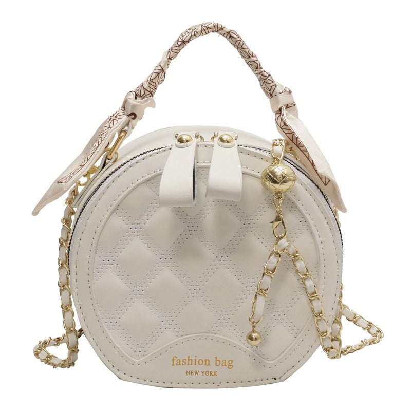 Small Round Diamond-patterned Women's Bag