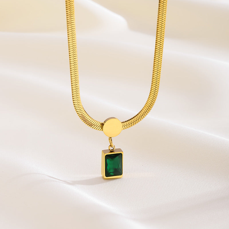 Green Square Chain Fashion Retro Earring Set