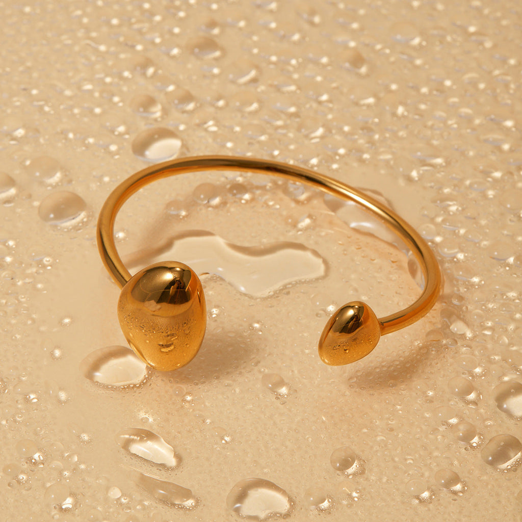 18k Gold Stainless Steel Irregular Opening Bracelet