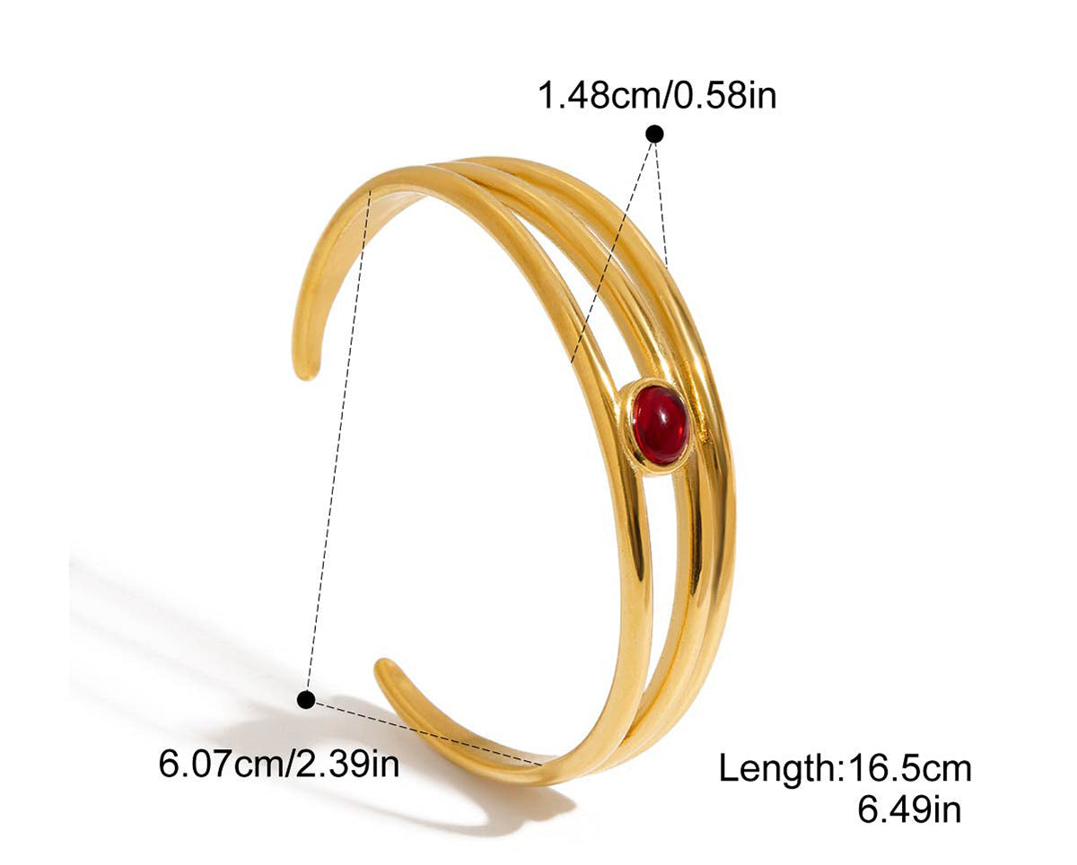 18K Gold Three-layer Open Bracelet