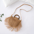 Pastoral Style Semicircular Tassel Crossbody Bag