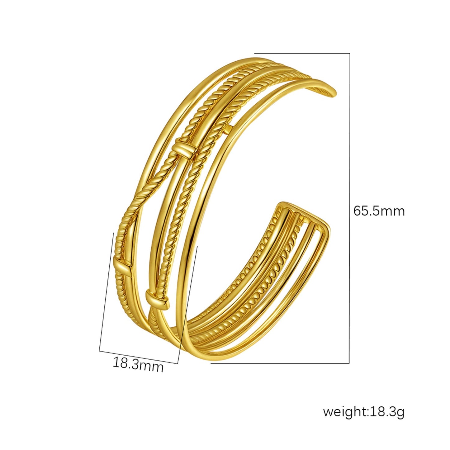 18K Gold C- Shaped Bracelets