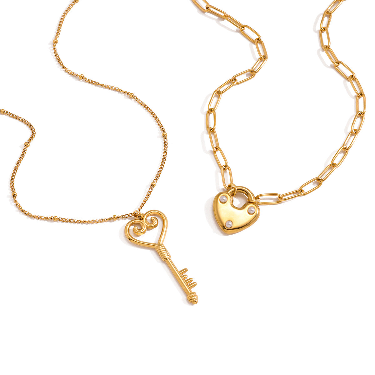 18K Lock Pendant Necklace For Women