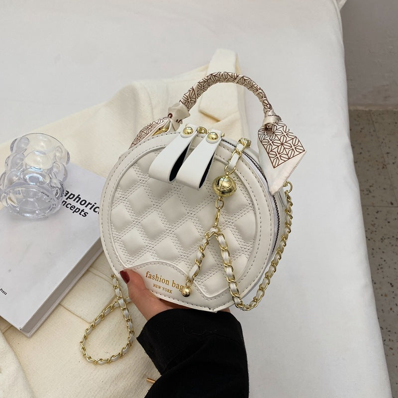 Small Round Diamond-patterned Women's Bag