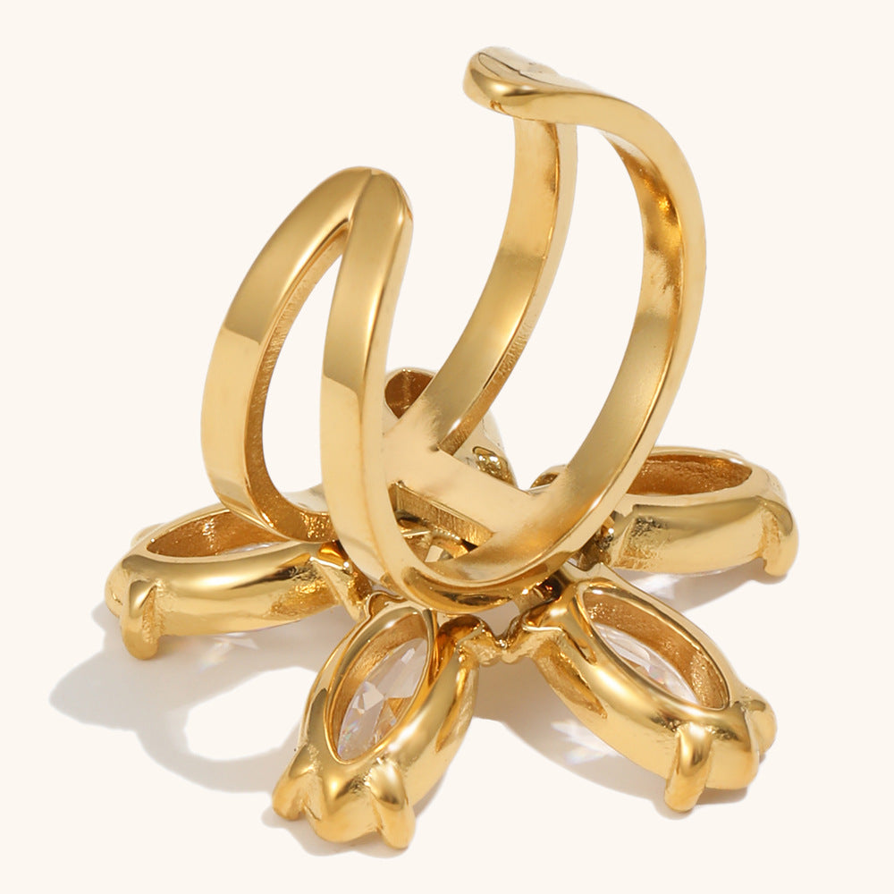 French-style Flower Open Ring