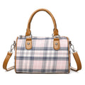 Plaid Style Round Barrel Shoulder Bag
