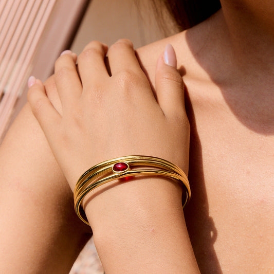 18K Gold Three-layer Open Bracelet