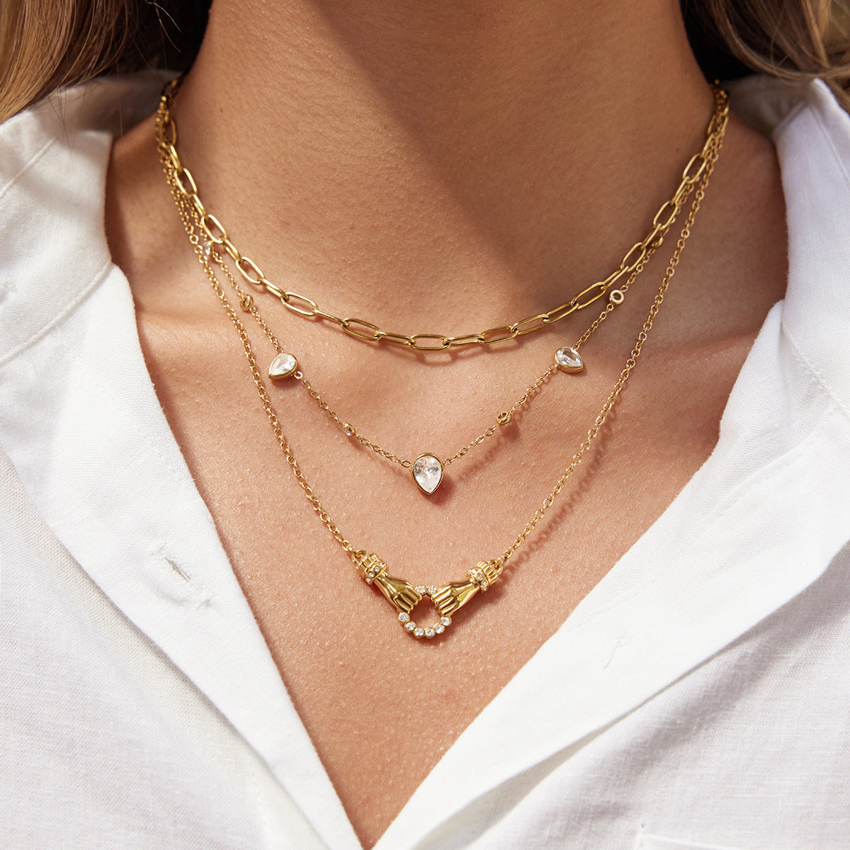 Friendship Hand Sweater Necklace For Women