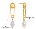 Freshwater Pearl Gold Paperclip Earrings