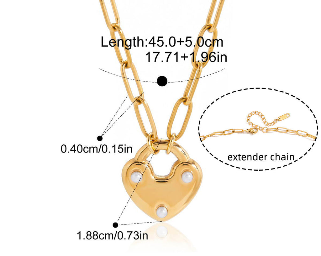 18K Lock Pendant Necklace For Women