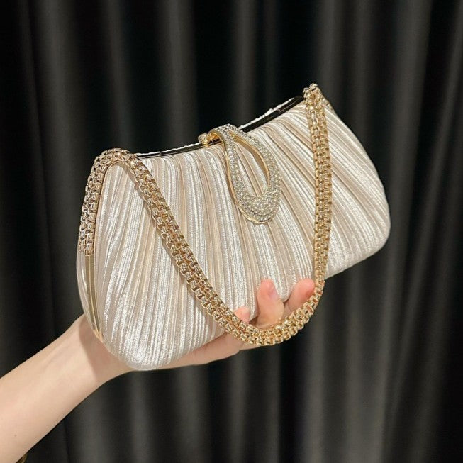 A New Satin Pleated Evening Bag