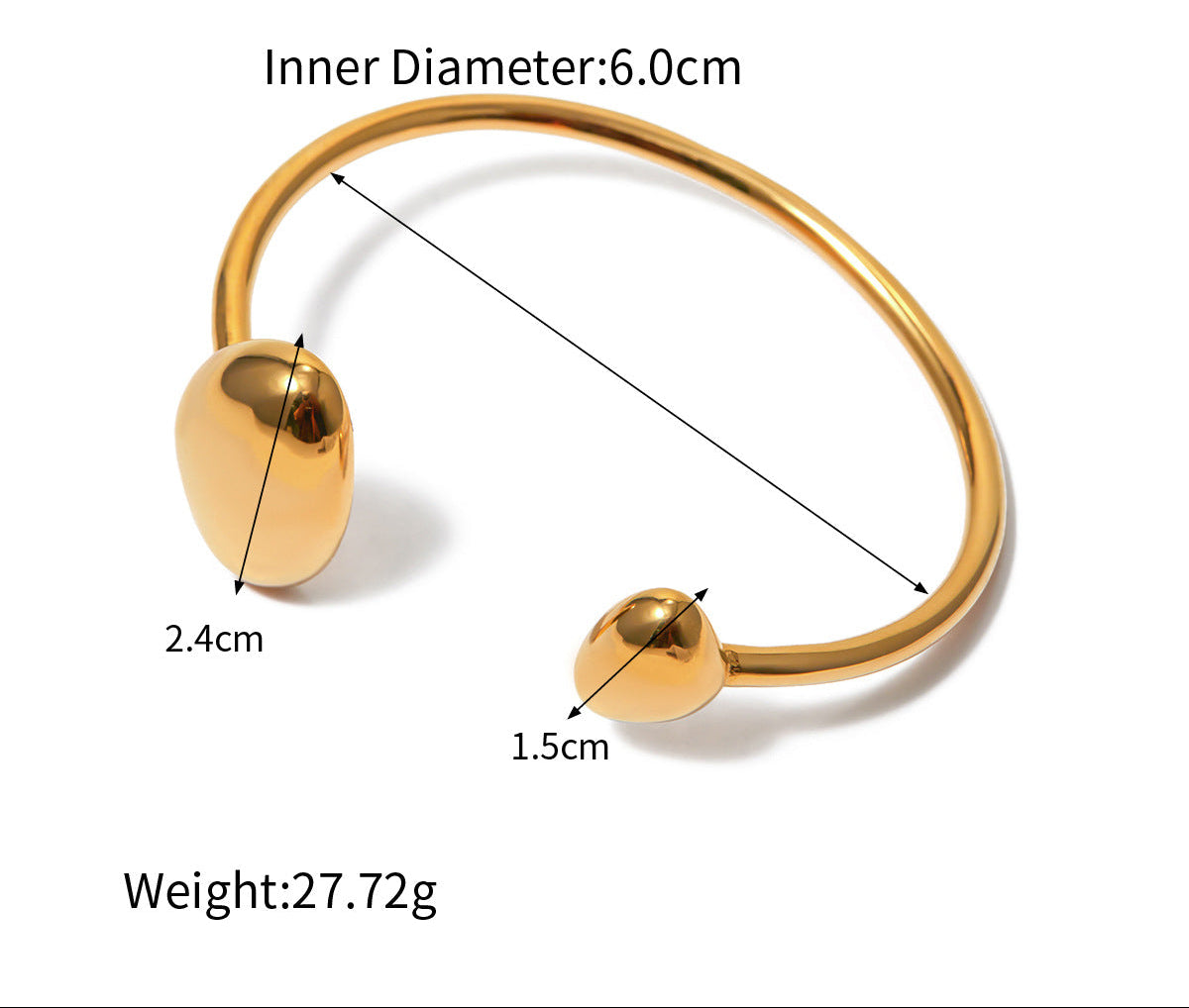 18k Gold Stainless Steel Irregular Opening Bracelet