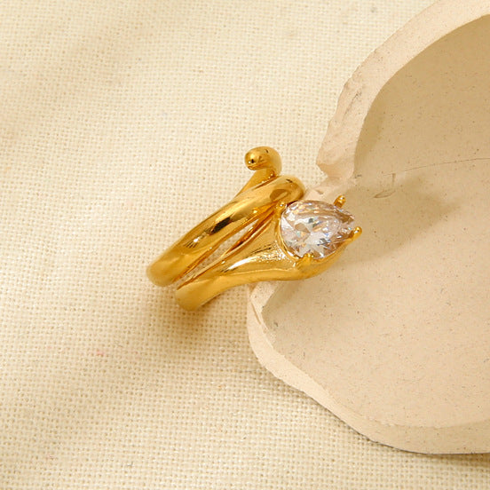 White Zircon Multi-layer Snake Ring