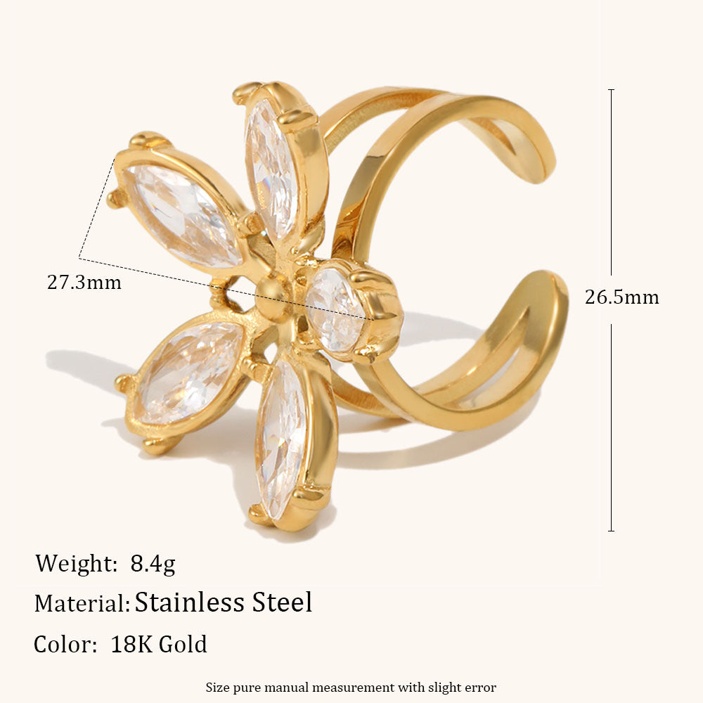 French-style Flower Open Ring