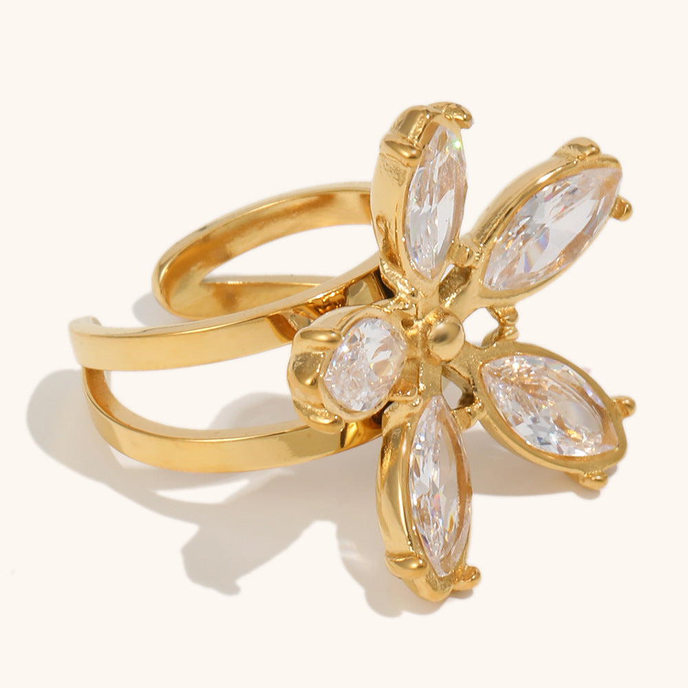 French-style Flower Open Ring