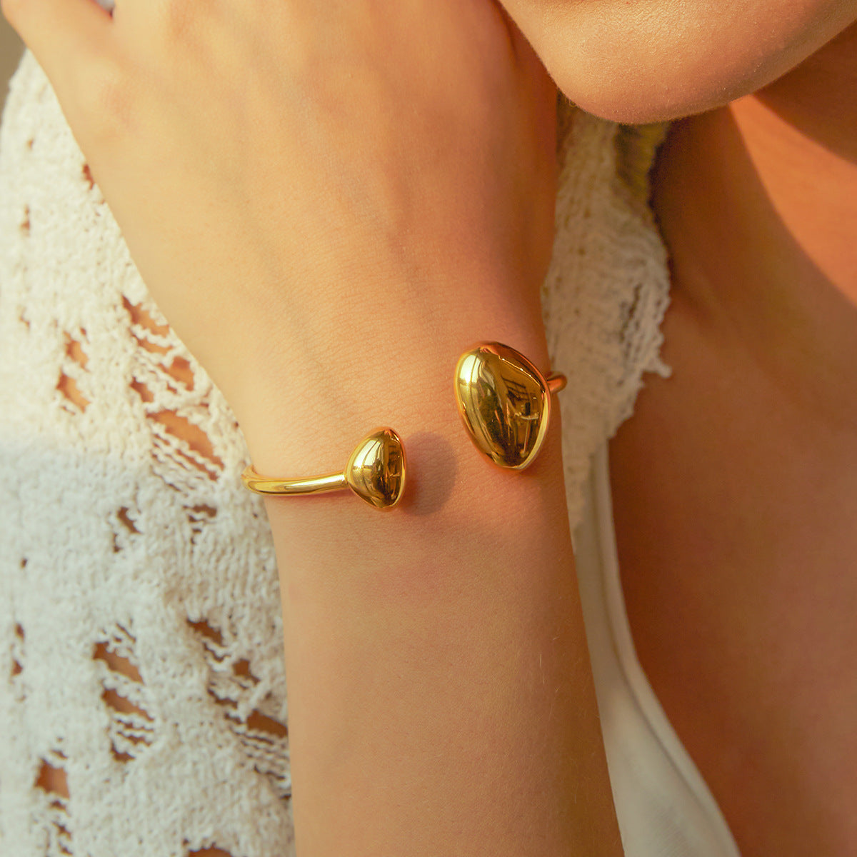18k Gold Stainless Steel Irregular Opening Bracelet