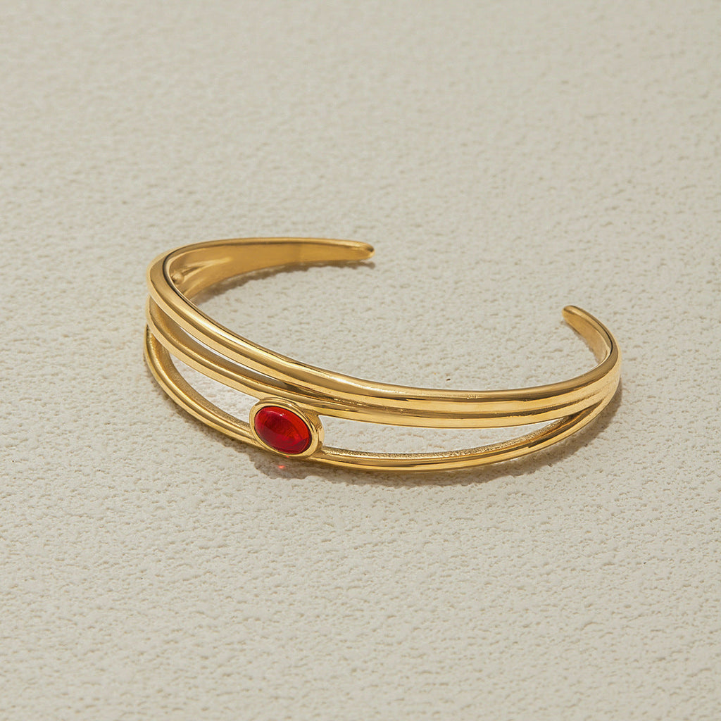 18K Gold Three-layer Open Bracelet