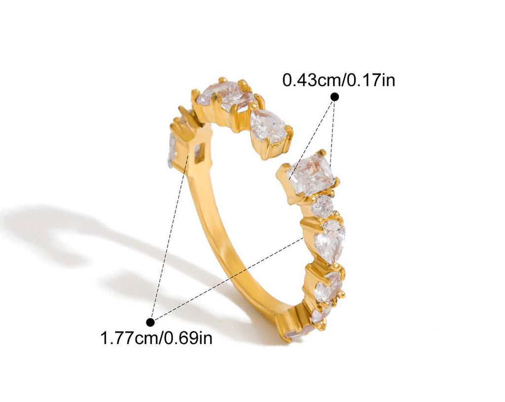 18K Gold Ring With White Zircons