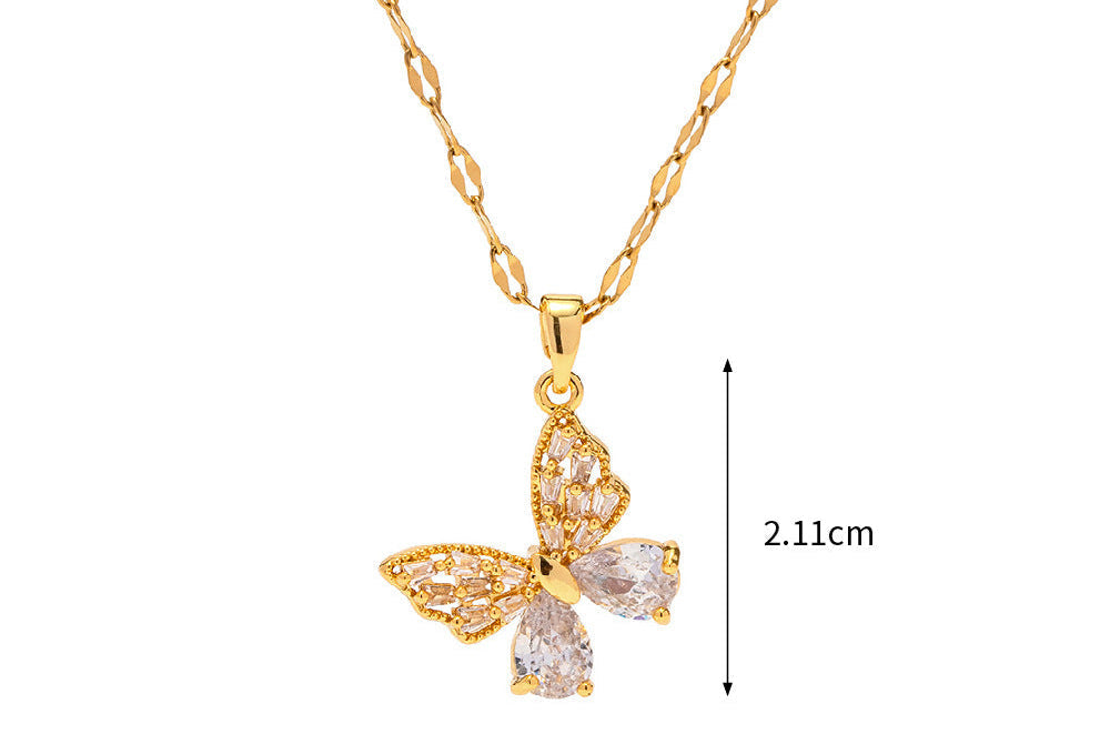 18K Gold Butterfly Pendant Necklace