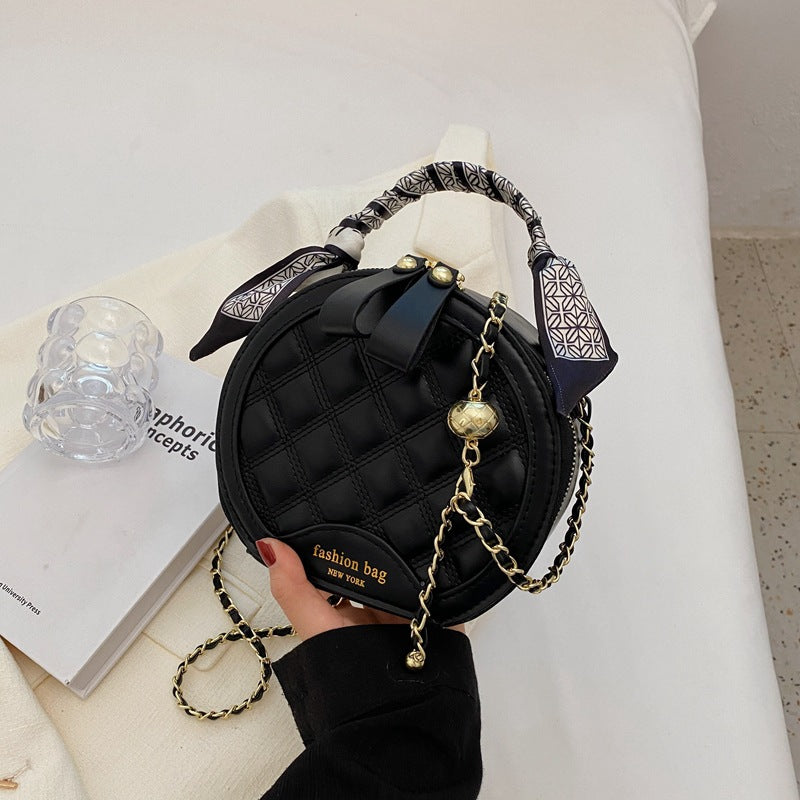 Small Round Diamond-patterned Women's Bag