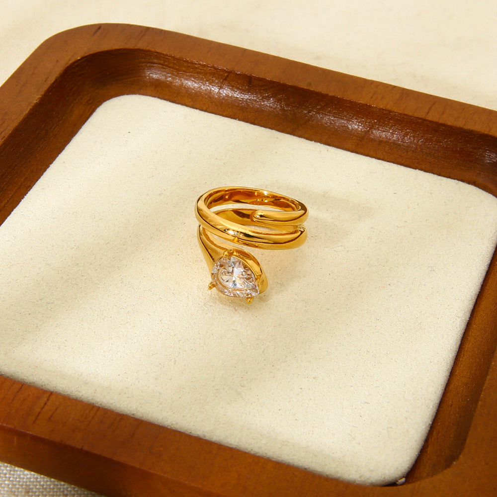 White Zircon Multi-layer Snake Ring