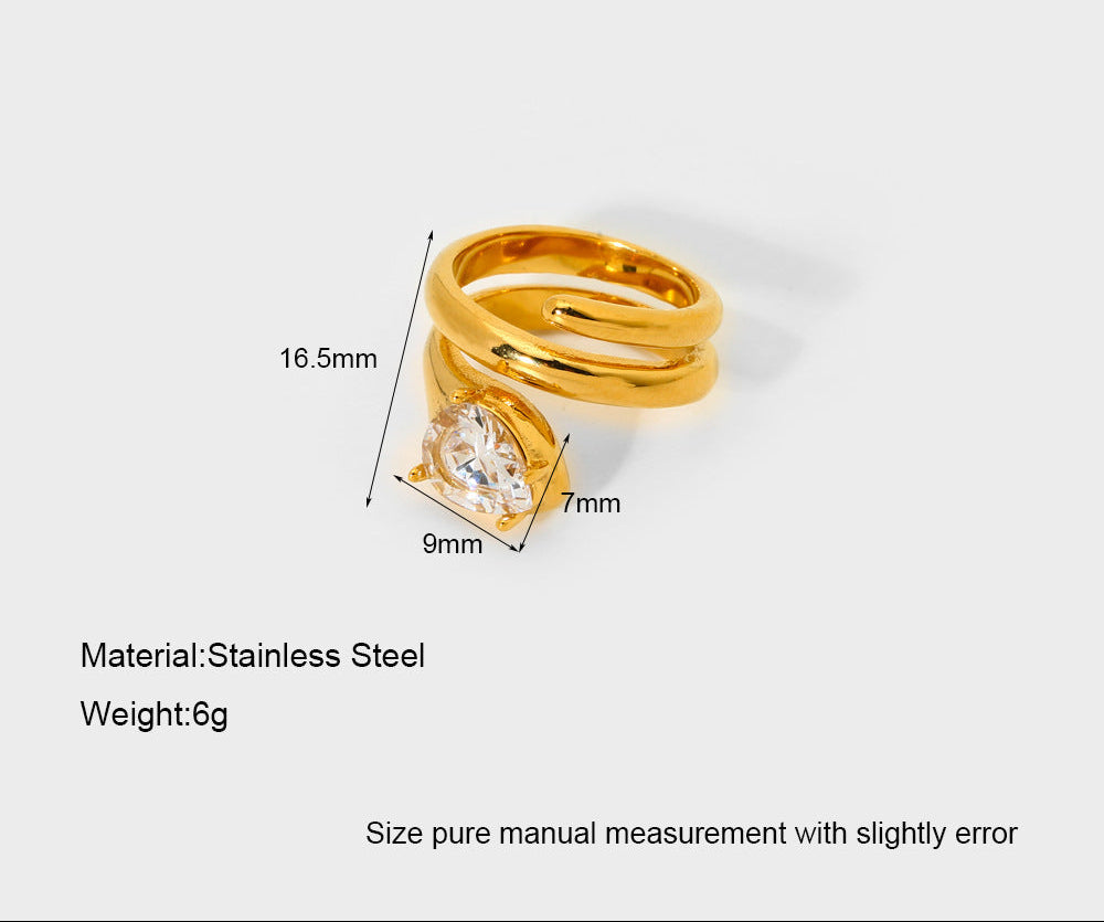 White Zircon Multi-layer Snake Ring