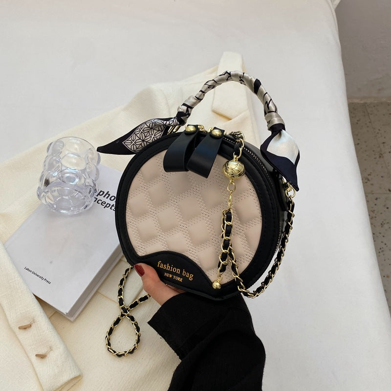 Small Round Diamond-patterned Women's Bag