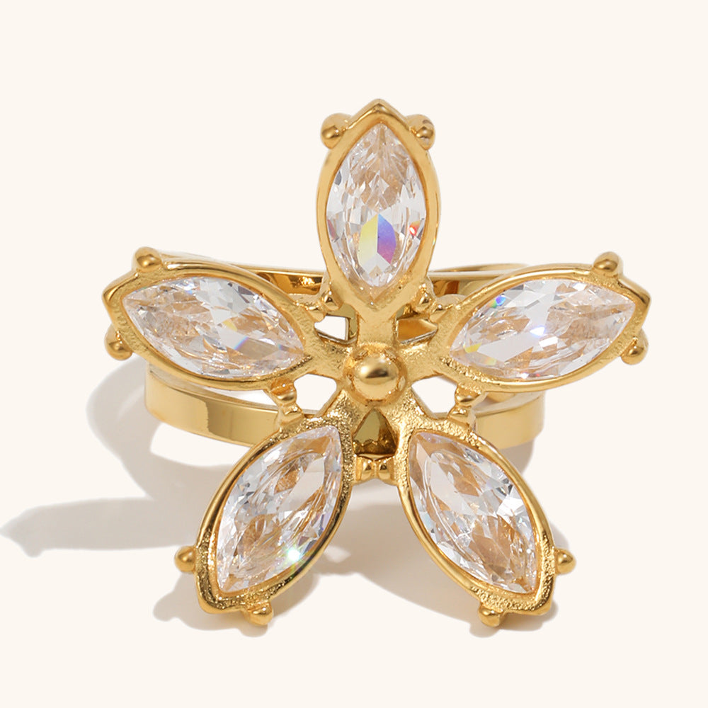 French-style Flower Open Ring