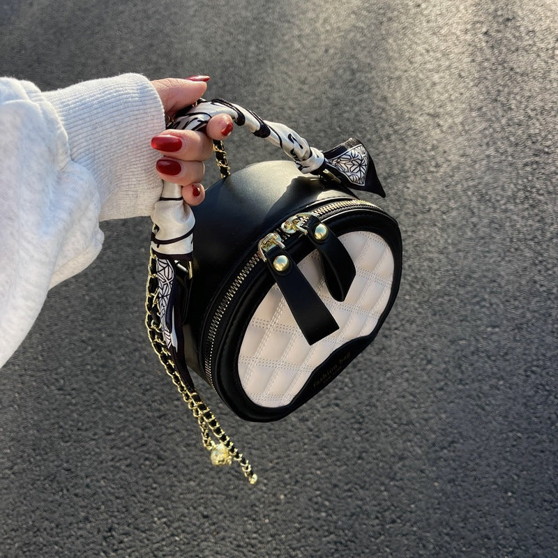 Small Round Diamond-patterned Women's Bag