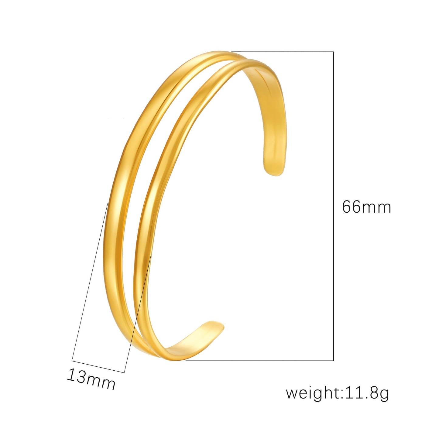 18K Gold C- Shaped Bracelets