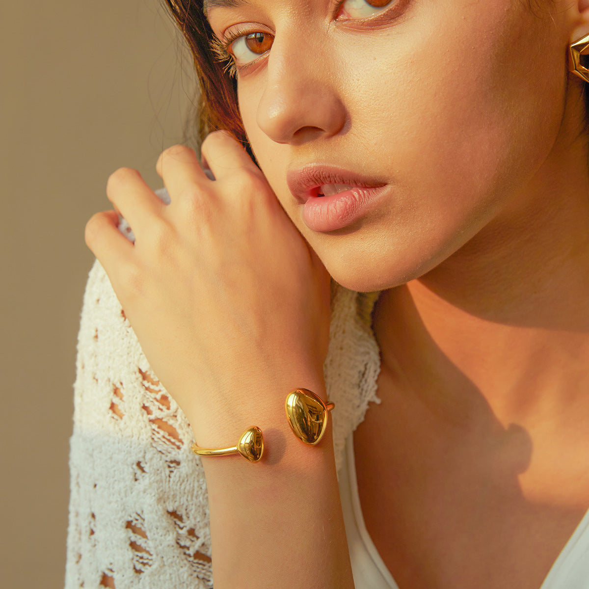 18k Gold Stainless Steel Irregular Opening Bracelet