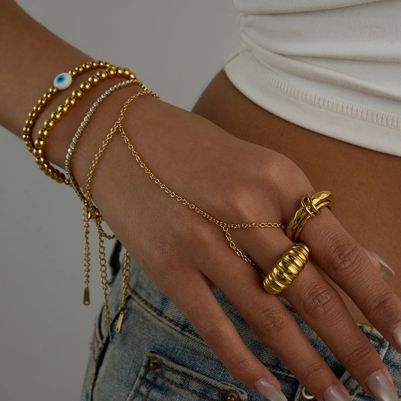 8k Gold Ring Threaded Design Marine-themed Jewelry