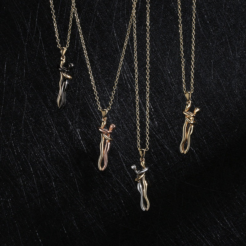 Couple Hug Pendant Necklace