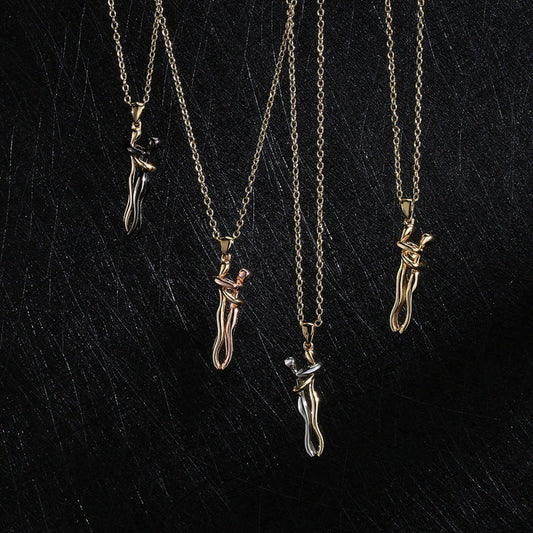 Couple Hug Pendant Necklace