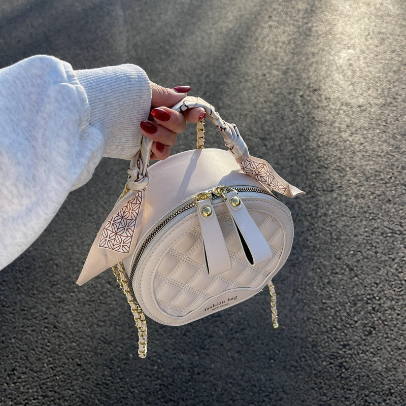 Small Round Diamond-patterned Women's Bag
